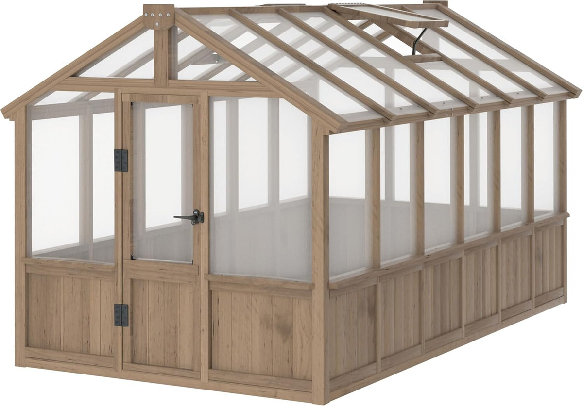 bluewish 6x12ft greenhouse, wood greenhouses with 6mm thick, main product view