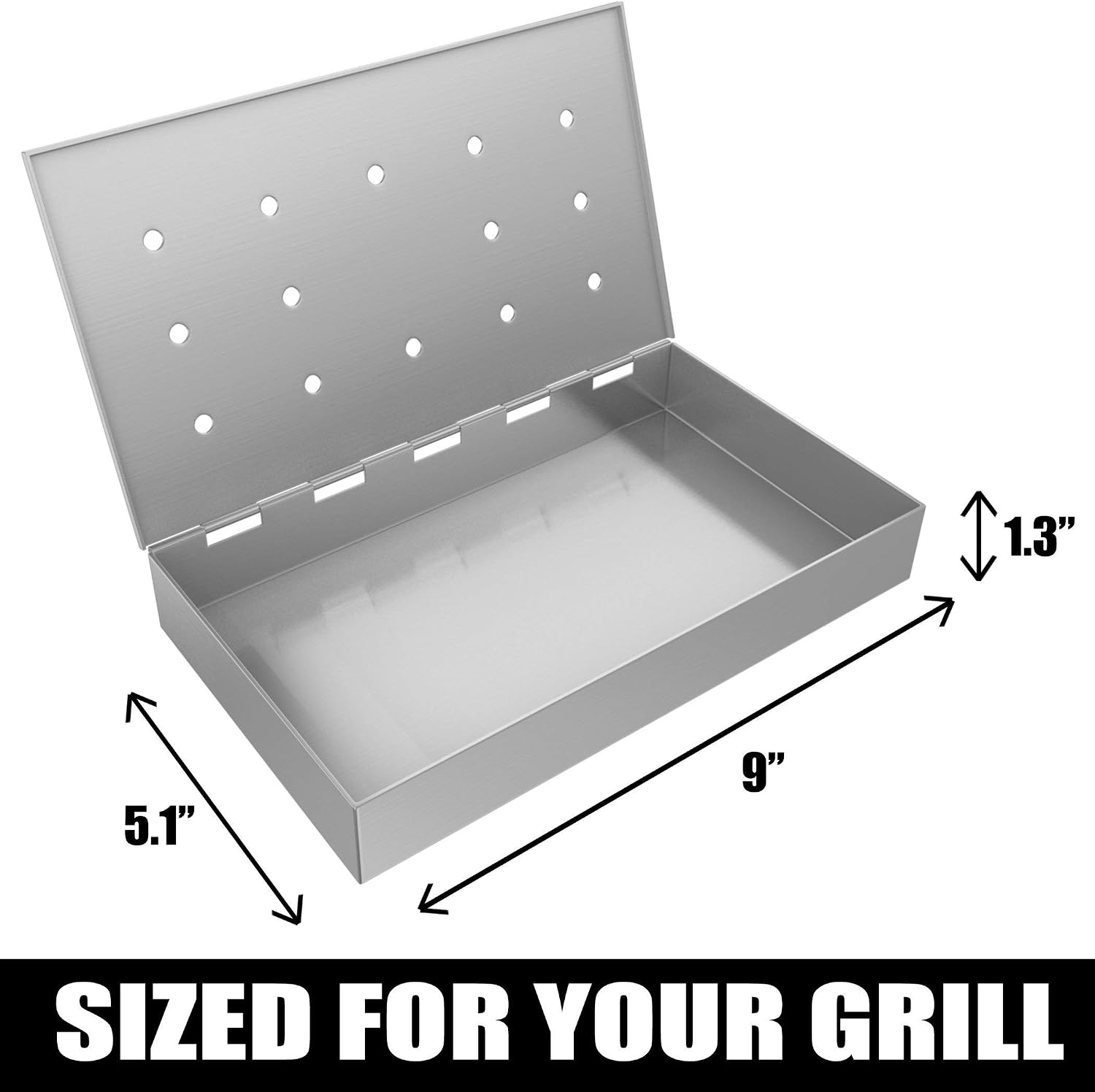 Grill Smoker Box Starter Kit for Wood Chips, Stainless Steel Bucket Style with Hinged Lid, BBQ Grill and Smoker Accessories - Large