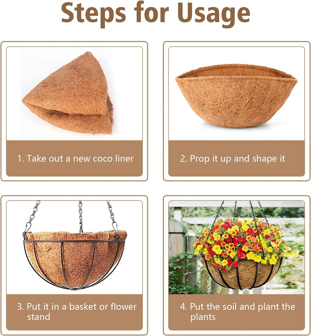 LAVEVE Coco Coir Liner Replacement for Plant Hanging Basket, 2 PCS 16 Inches Round Thick Coconut Fiber Liners for Garden Flowers Vegetables Pot, Box Planter | 100% Natural Round Thick Coconut Fiber Liners for Garden Flowers Vegetables Pot, Box Planter