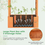Giantex Set of 2 Raised Garden Bed with 2-Sided Trellis & Hanging Roof, Fir Wood Planter Box w/Drainage Holes, Bottom Gaps, Freestanding Garden Planter for Flowers Herbs Climbing Vines (31"x12.5"x60")
