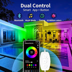 KSIPZE Outdoor led Strip Lights Waterproof IP68, RGB Outdoor led Lights with Button & Bluetooth App Control, Music Sync, Timer, Exterior Led Rope Lights for Decor Balcony, Roof, Garden, Pool