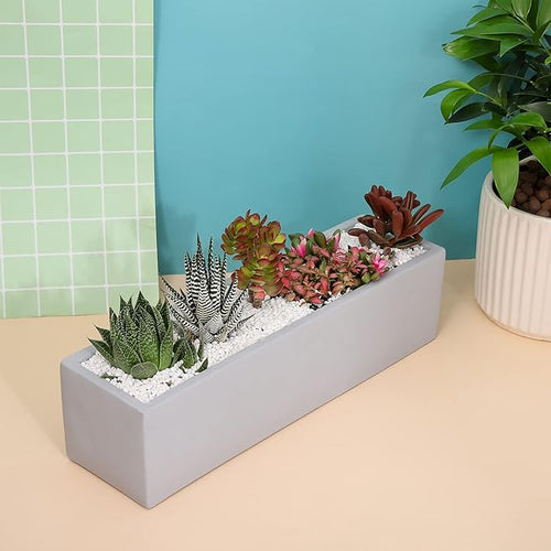 15 Inch Grey Rectangular Cement Planter Concrete Succulent Planter Windowsill Box