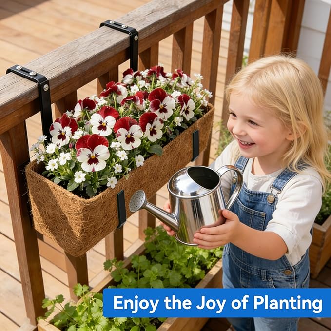 Halatool 4-Pack Heavy Duty Window Box Bracket, Adjustable Wall Mount Planter Holder for Outdoor Window Flower Boxes on Balcony, Porch, Fence, Patio and Garden