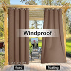 NICETOWN Outdoor Divider Curtain Waterproof for Patio Grommet Top & Bottom, Fixed Wind-Break Keep Warm Weighted Outdoor Panel Blackout Thermal Insulated Slider for Wedding, Tan, 1 Panel, W100 x L84
