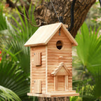 Bird House Outdoor Bird Houses for Outside Clearance,2 Hole Wooden BlueBirdHouse Finch Cardinals Hanging Birdhouse 2 Rooms Nesting Box for Wild Bird Viewing