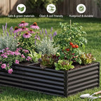 COMHOMA Galvanized Raised Garden Bed,Large Metal Planter Box for Outdoor Vegetables,Corrugated Steel Herbed Plants Container,Extra Deep Gardeners Kits with Open Bottom (1, 8x4x2FT)