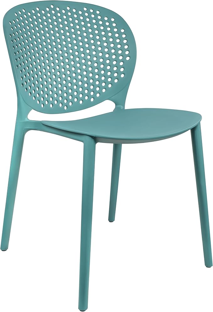 2xhome Modern Pool Patio Chair, Stackable Dining Side Chair for Indoor Outdoor Kitchen Living Room Restaurant, Blue