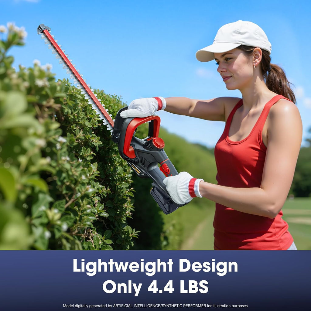 Cordless Hedge Trimmer Compatible with Milwaukee 18V Battery, Red | 22-Inch Dual Action Blade 1600 RPM Electric Bush Trimmer with Rotating Rear Handle for Garden (Battery Not Included)