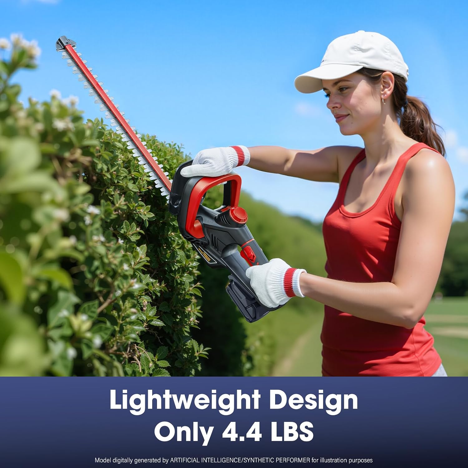 Cordless Hedge Trimmer Compatible with Milwaukee 18V Battery, Red | 22-Inch Dual Action Blade 1600 RPM Electric Bush Trimmer with Rotating Rear Handle for Garden (Battery Not Included)