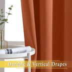 NICETOWN Blackout Living Room Curtain 108 inches Length - Grommet Thermal Insulated Cold & Heat Blocking Window Treatment Sound Reducing Drape for Bedroom (Burnt Orange, 1 Panel, W52 x L108)