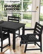 7-Piece Black Outdoor Dining Set for 6, 75.2'' HDPE Table with Umbrella Hole & Chairs, Weather-Resistant Patio Furniture for Garden, Lawn, or Poolside