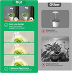 Aokrean Grow Lights for Indoor Plants, 3.5in Full Spectrum with Base 2 Pack | 48LEDs Halo Plant Light for Small Plants, Base/Soil Insert, 6.5-26in Adjustable, 3 Spectra, 3/9/12H Timer, 10 Brightness