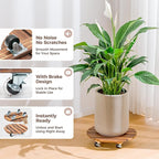Bamworld14 Inch Wood Plant Caddy with Wheels – Heavy-Duty Plant Dolly with 240 Lbs Capacity, 360° Lockable Wheels for Large Plant Pots, Heavy Objects, Ideal for Indoor and Outdoor Use 2-Pack