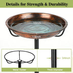 Gtongoko 10" Dia Bowl Small Metal Bird Bath for Outside Heavy Duty, 29" Height Bird Feeder Birdbaths for Outdoors, Garden Bird Bath Bowl with 5-prongs Base
