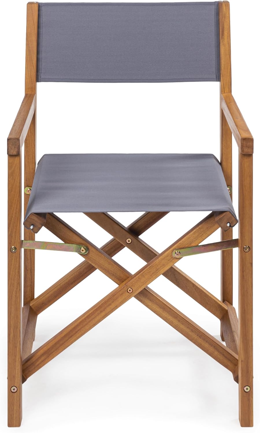 JONATHAN Y Cukor Acacia Wood Folding Director Chair Set of 2, Gray | Outdoor, Weight Capacity 260 Lbs, Teak Brown Finish, Weather-Resistant Textile, For Patio, Deck And Balcony