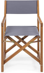 JONATHAN Y Cukor Acacia Wood Folding Director Chair Set of 2, Gray | Outdoor, Weight Capacity 260 Lbs, Teak Brown Finish, Weather-Resistant Textile, For Patio, Deck And Balcony