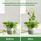 Small Trellis for Potted Plants, 15.94 inch Gold Metal Plant Trellis for Climbing Plants Indoor, Pant Lattice for Ivy Vines Hoya Houseplants Flower 4 Pack