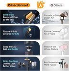 Gardenreet Brass Landscape Lighting - Outdoor Low Voltage Spotlights LED, 12V Wired Uplights, Waterproof Spot Lights, Antique Bronze for Outside Trees with 5W 2700K Warm White MR16 Bulb (4 Pack)