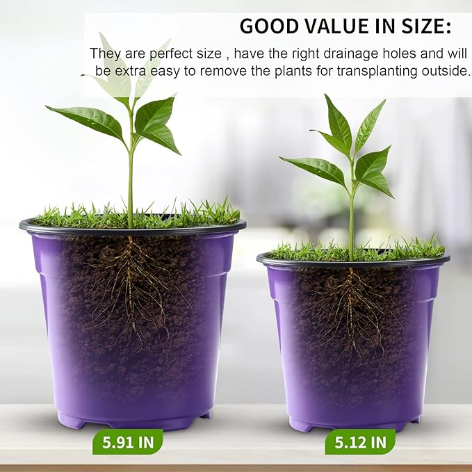 Oubest 30Pack Nursery Pots Plastic for Plants 6 inch Seedling with Drainage Holes Multicolor Flower Seed Starting Pots for Seedling Cutting Transplanting
