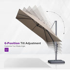 PURPLE LEAF Patio Umbrella 9' X 9' Rectangle Cantilever Umbrella Large Aluminum Outdoor Umbrellas with 360-degree Rotation & UPF40+ Premium Fabric for Deck Pool Garden Yard, Ash Mocha