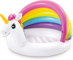 Intex 57113EP 50 Inch Unicorn Design Outdoor 1 to 3 Years Old Baby Swimming Pool with Soft Floor Bottom and Built In Sunshade, Multicolor