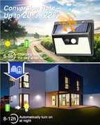 Peasur Solar Lights Outdoor Motion Sensor, 6 Pack 140 LED Solar Powered Fence Light Waterproof, 3 Modes Security Wall Lighting for Outside Yard Deck Garden