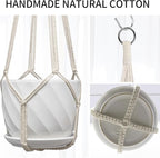 Macrame Plant Hanger, Fits 4-13 Inch Pots, Boho Hanging Plant Holder for Indoor Outdoor, 35 Inch, Set of 3, White (No Flowerpot)