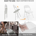 VINGLI 10 Pack Folding Chairs with Padded Seats, Metal Frame with Pu Leather Seat & Back, Capacity 350 lbs, White