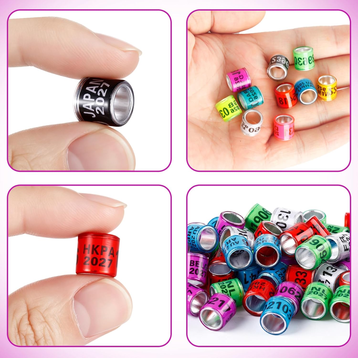 100Pcs Multicolor Aluminium Pigeon Leg Rings Dove Leg Rings Identify Pigeon BandsPlastic with 2027 Training Identify Birds Foot Ring (Multicolor)