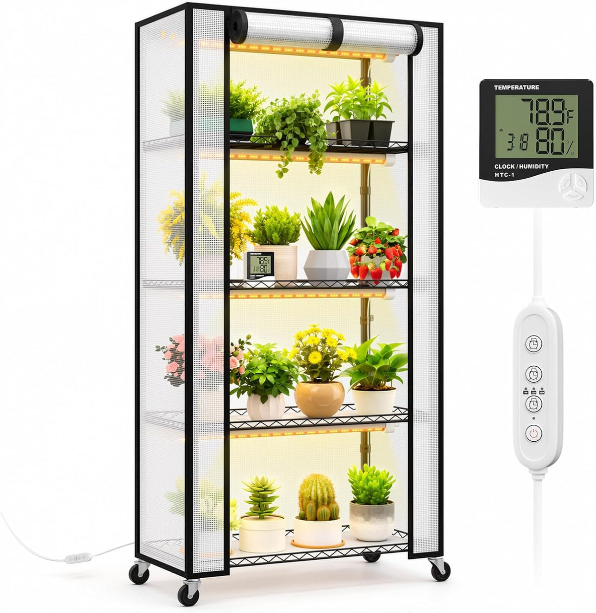 freelicht indoor greenhouse with grow light, 5-tier 4×30w, main product view