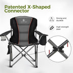 ALPHA CAMP Heavy Duty Camping Chair 500LBS Capacity, Oversized Folding Chair for Heavy People, Padded Portable Outdoor Chair with Cooler Bag & Cup Holder for Camping, Fishing, Beach