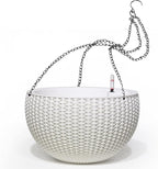 Dexceder 10.5 Inch Large Self Watering Hanging Planters Indoor Outdoor, Thickened Hanging Basket Flower Plant Pot with Water Level Indicator (White)