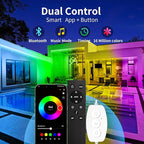 KSIPZE 100ft(2x50ft) Outdoor led Strip Lights Waterproof IP68, RGB Outdoor led Lights with Button & Bluetooth App Control, Music Sync, Timer, Exterior Led Rope Lights for Decor Balcony, Roof