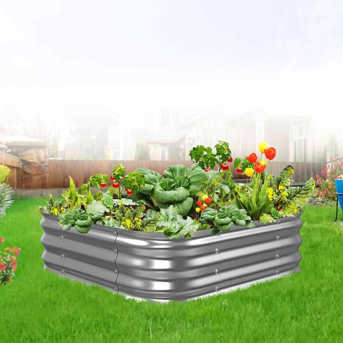 cuboid galvanized metal raised garden bed,garden planter bed, main product view