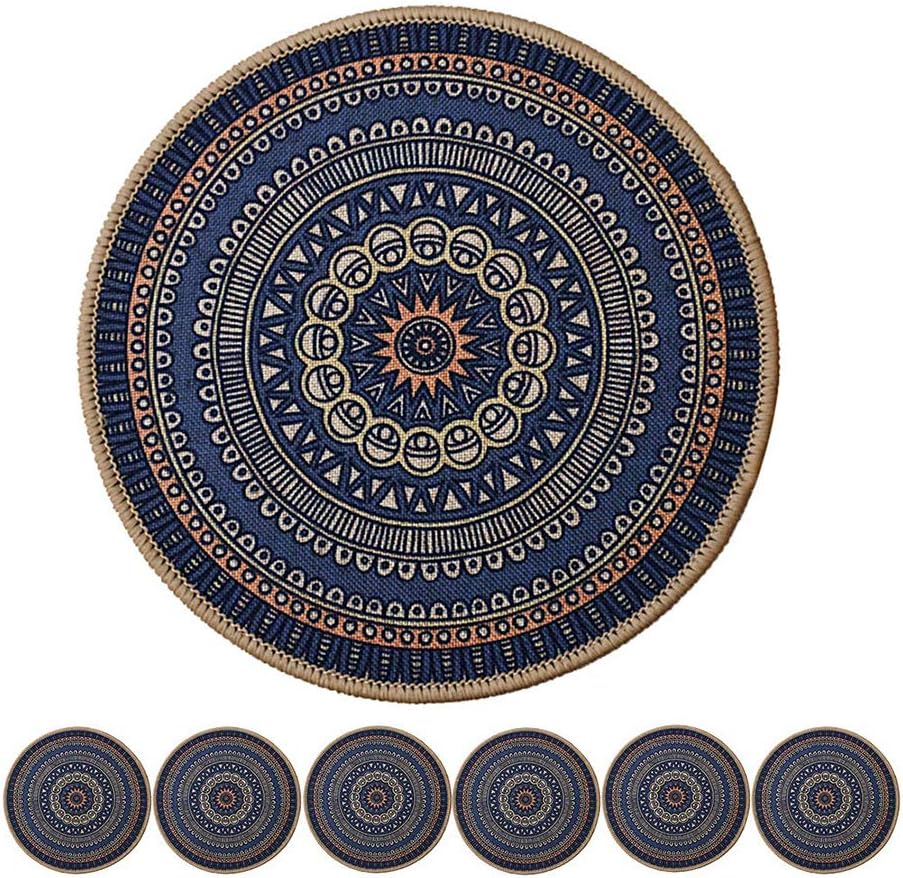Boho Plant Pot Mat Absorbent Non Slip for Table Desk Floor 8.5" Set of 6