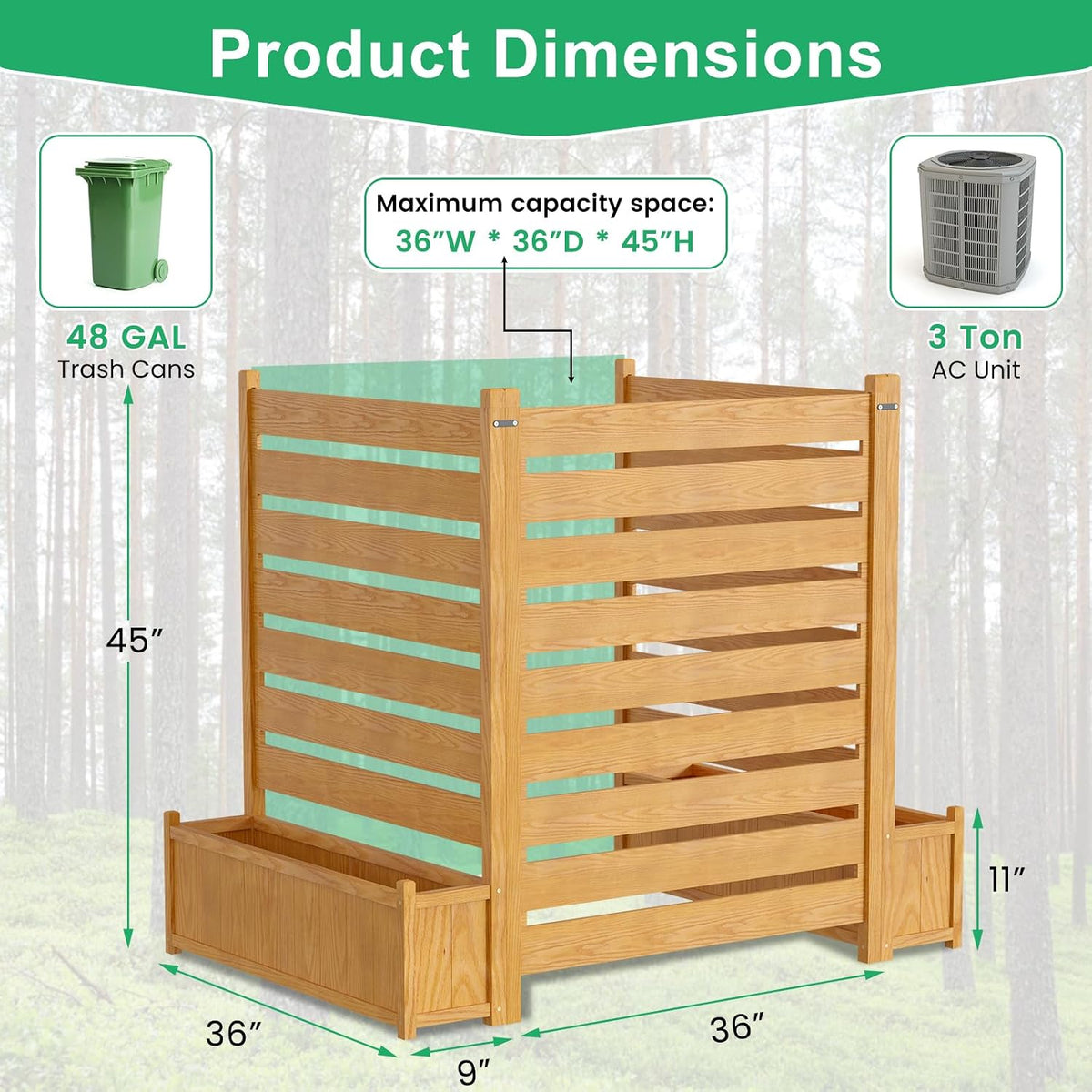 docred air conditioner fence, wood decorative fences with, front angle view