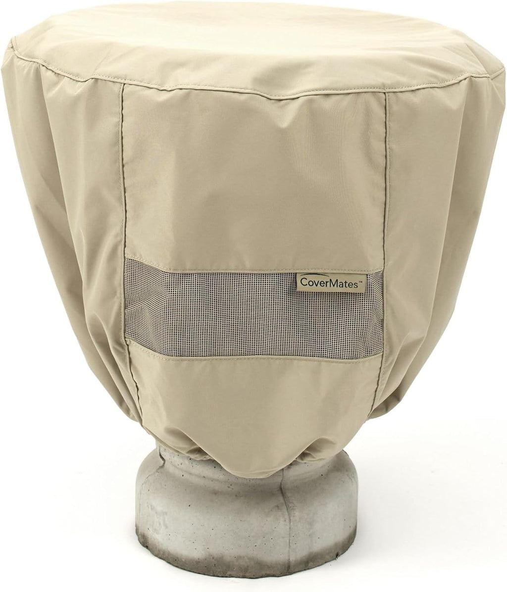 Covermates Elite Bird Bath Cover – 24 Diameter x 18H, Khaki | All-weather protection, 300D polyester, auto-locking drawcord and buckle straps, mesh vent, 3-year warranty