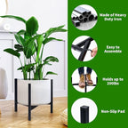 Airpark Plant Stand Indoor Adjustable, Metal Modern Plant Stand, Heavy Duty Stable Plant, Fit 8-12 inch Pots, Number of Items-2, Color-Black (Pot & Plant Not Included)
