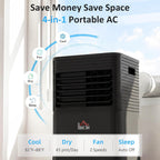 homcom 8000 btu portable air conditioner for rooms, side view