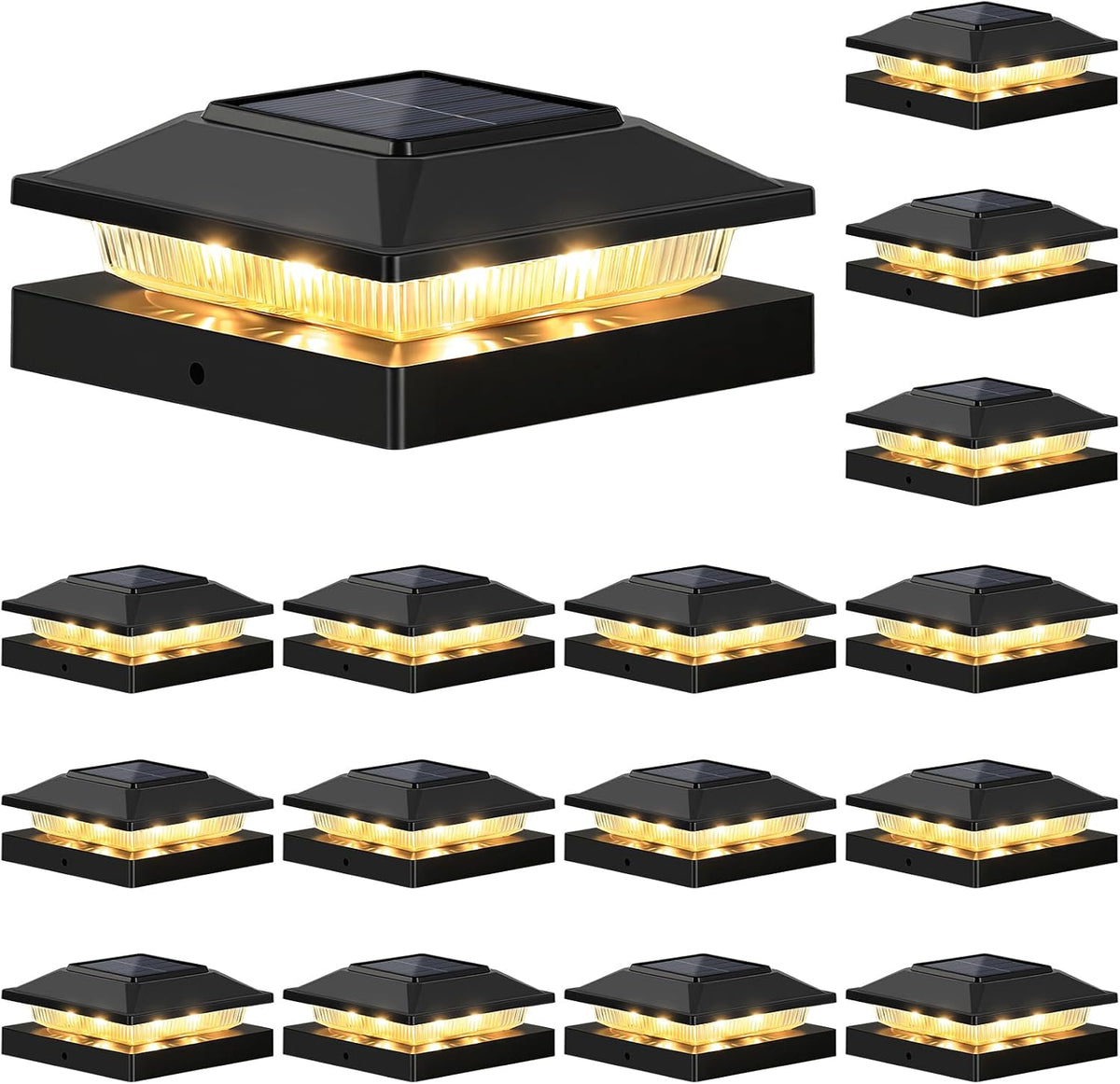 brightever solar post cap lights, black, 4x4 3.5x3.5, main product view