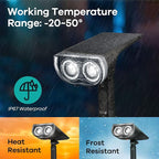 Consciot Solar Spotlights Outdoor, Daylight IP67 Waterproof 2-in-1 Solar Spot Lights, Durable Christmas Decorations Lights for Garden Yard Pathway Driveway Porch Walkway, Auto On/Off, 6 Pack