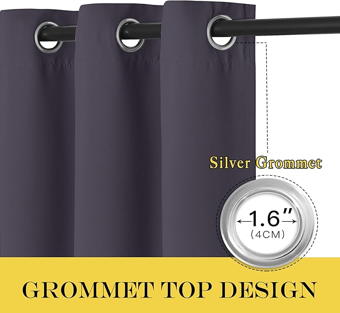 NICETOWN Blackout Curtains for Living Room Bedroom - Sliding Patio Door Insulated Blackout Drapes, Extra Wide Curtain for Villa/Hall/Parlor (100 inches W x 84 inches L, Greyish Purple)