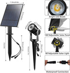T-SUN Solar Spotlights 2W Outdoor LED Landscape Spot Light, 2-in-1 Waterproof Solar Powered Wall Lights Auto ON/Off with Dual Headlamp for Garden, Yard, Pathway(Warm White)