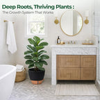 T4U 12 Inch Self Watering Pot - Water Level Indicator & Deep Reservoir, Mess-Free Planter for Busy People, Beginners & Gardeners, Fit Rubber Tree/Fiddle Leaf Fig Plants, Indoor Outdoor Use (Black)
