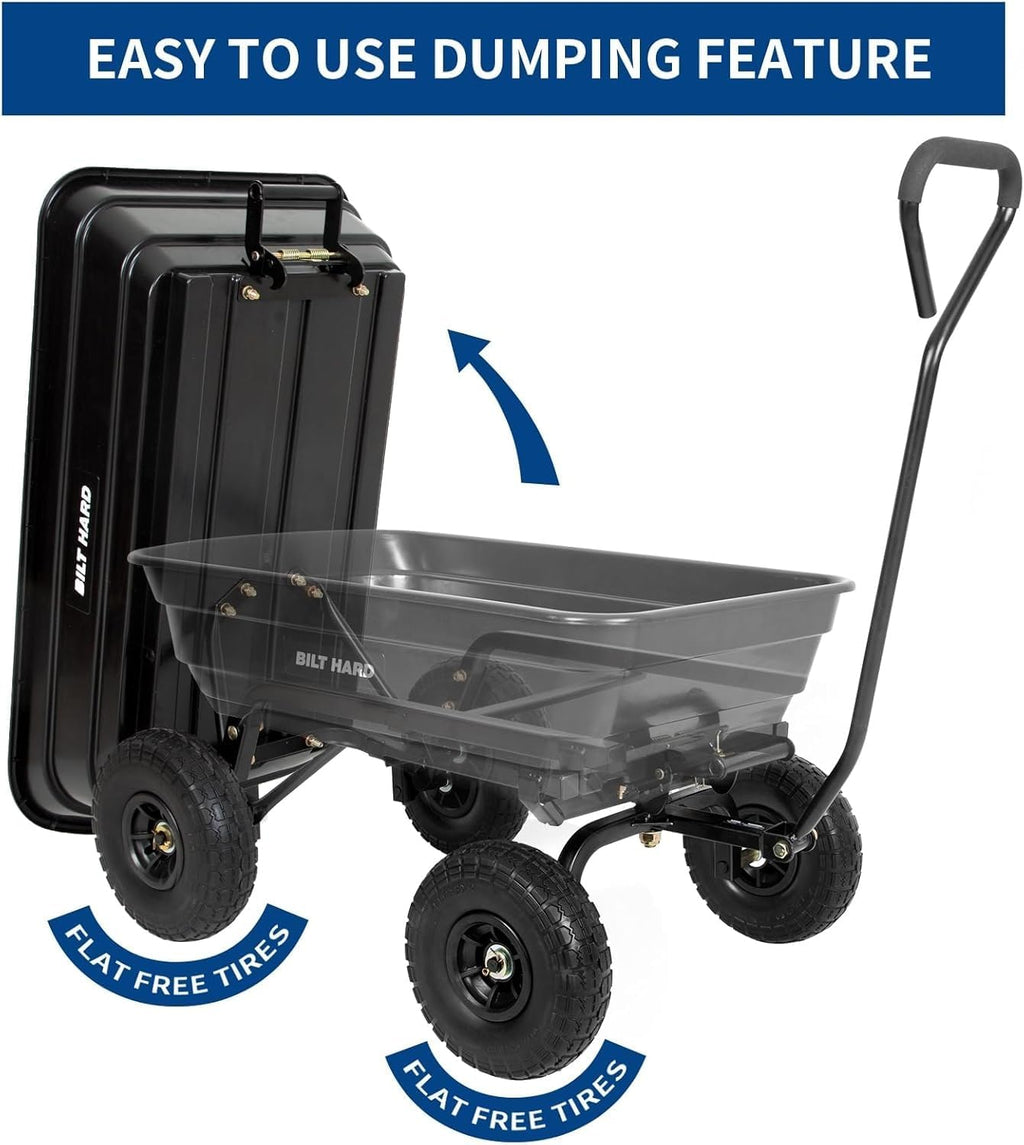 bilt hard 4 cu.ft. 10" no-flat tires poly, close-up detail