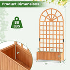 Giantex Wooden Raised Garden Bed with Arched Trellis, 71” Fir Wood Outdoor Elevated Planter Box Privacy Screen with Drainage Holes, Vertical Garden Bed for Climbing Plants, Patio Balcony Backyard