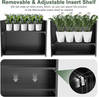Metal Large Planter Box 30" L x 12" W x 24" H, Heavy Duty Tall Rectangle Outdoor Planter Box with Removable Insert Shelves for Porch, Garden, Patio, Yard (Black)