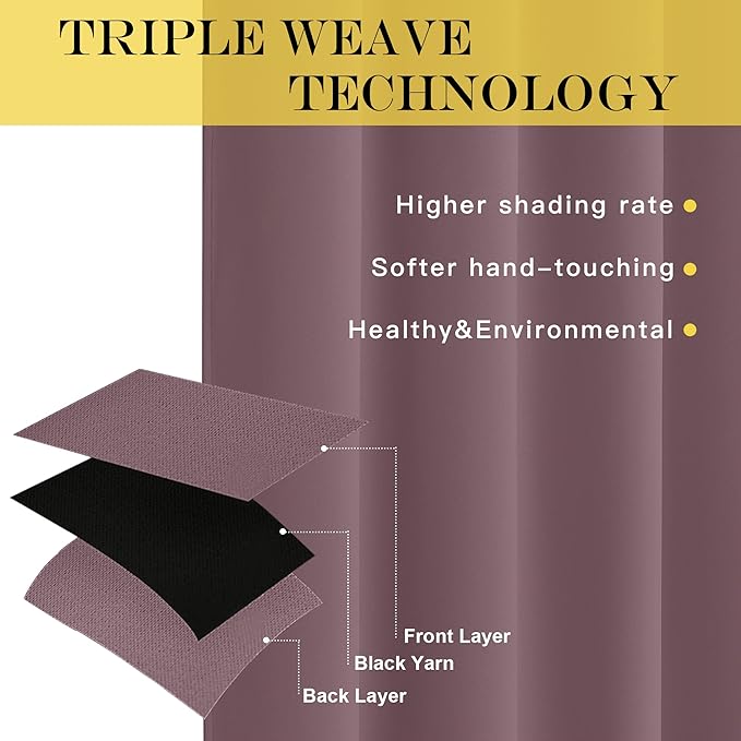 NICETOWN Blackout Sliding Glass Door Curtains, Room Darkening Thermal Insulated Curtains for Living Room Bedroom, Extra Wide Window Drapes, 1 Panel, W80 x L118, Dry Rose