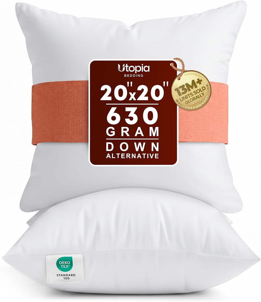 utopia bedding 20x20 pillow inserts, white throw pillows, main product view
