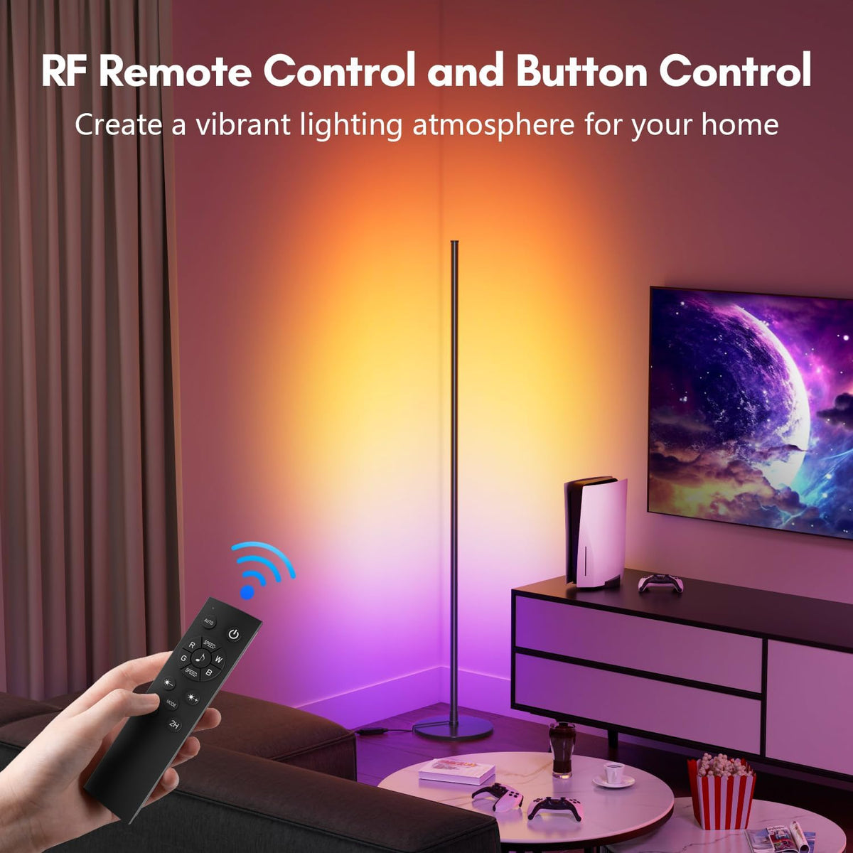 bright led rgb+ic corner floor lamp with app, close-up detail
